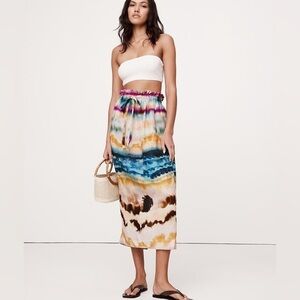 Banana Republic 100% Linen Tie Dye Tropical Resort-wear MIDI Skirt Size XS